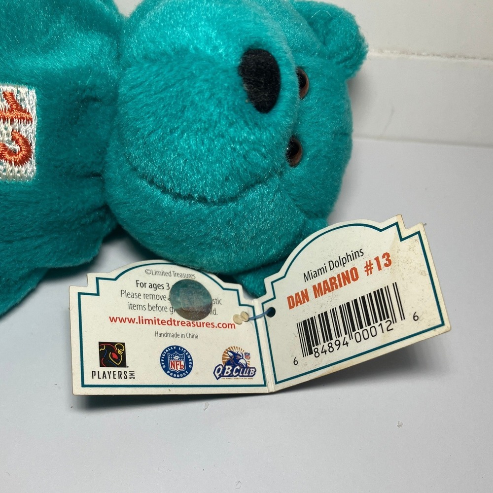 Limited Treasures NFL Pro Bears 1998 #13 Marino Miami Dolphins Blue Green Plush - Picture 4 of 5
